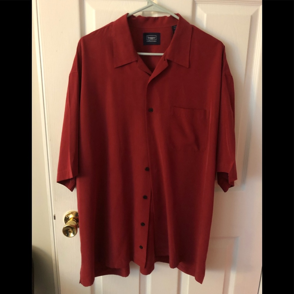 Haggar Collections Men’s Burgundy Button Down, Size XL
